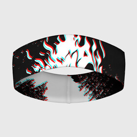 Повязка на голову 3D с принтом CYBERPUNK 2077 SAMURAI GLITCH ,  |  | cd project red | cyberpunk 2077 | demon | keanu reeves | samurai | smile | демон | киану ривз | киберпанк 2077 | самураи | смайл