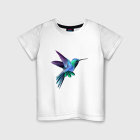 Детская футболка хлопок с принтом Колибри , 100% хлопок | круглый вырез горловины, полуприлегающий силуэт, длина до линии бедер | арт | животные | картинка | птица колибри | птица нектарница | рисунок