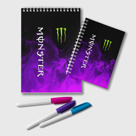 Блокнот с принтом MONSTER ENERGY , 100% бумага | 48 листов, плотность листов — 60 г/м2, плотность картонной обложки — 250 г/м2. Листы скреплены удобной пружинной спиралью. Цвет линий — светло-серый
 | black monster | bmx | claw | cybersport | energy | monster | monster energy | moto | motocross | race | sport | киберспорт | когти | монстер энерджи | монстр | мото | мотокросс | ралли | скейтбординг | спорт | энергия