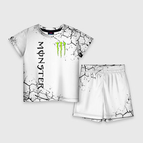 Детский костюм с шортами 3D с принтом MONSTER ENERGY ,  |  | black monster | bmx | claw | cybersport | energy | monster | monster energy | moto | motocross | race | sport | киберспорт | когти | монстер энерджи | монстр | мото | мотокросс | ралли | скейтбординг | спорт | энергия