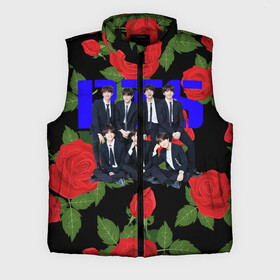 Мужской жилет утепленный 3D с принтом BTS Roses  Black ,  |  | bangtan boys | bt21 | bts | bts army | j hope | jimin | jin | jungkook | k pop | korea | korean | pink bts | rap monster | rapmon | suga | v | бтс | кей | корейские | корея | кэй | музыканты | поп | розовая | стикеры