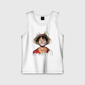 Детская майка хлопок с принтом Манки ,  |  | Тематика изображения на принте: monkey d. luffy | nami | one piece | аниме | большой куш | луффи | манки де луффи | нами | пиратская | пираты | тони | череп | чоппер | шляпа