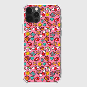 Чехол для iPhone 12 Pro Max с принтом Губы Смайлы Любовь , Силикон |  | Тематика изображения на принте: kiss me | pattern | pop art | губы | любовь | паттерн | поп арт | смайлы | тайлинг | текстуры | фоны