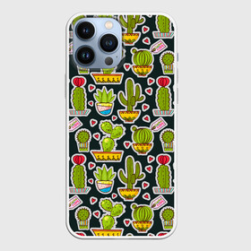 Чехол для iPhone 13 Pro Max с принтом Кактусы ,  |  | Тематика изображения на принте: pattern | pop art | кактусы | колючки | паттерн | поп арт | тайлинг | текстуры | фоны