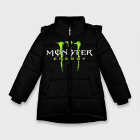 Зимняя куртка для девочек 3D с принтом MONSTER ENERGY , ткань верха — 100% полиэстер; подклад — 100% полиэстер, утеплитель — 100% полиэстер. | длина ниже бедра, удлиненная спинка, воротник стойка и отстегивающийся капюшон. Есть боковые карманы с листочкой на кнопках, утяжки по низу изделия и внутренний карман на молнии. 

Предусмотрены светоотражающий принт на спинке, радужный светоотражающий элемент на пуллере молнии и на резинке для утяжки. | black monster | bmx | claw | cybersport | energy | monster | monster energy | moto | motocross | race | sport | киберспорт | когти | монстер энерджи | монстр | мото | мотокросс | ралли | скейтбординг | спорт | энергия