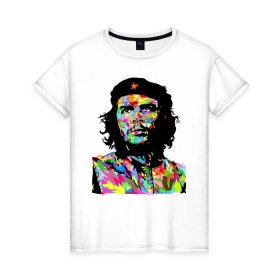 Женская футболка хлопок с принтом Che , 100% хлопок | прямой крой, круглый вырез горловины, длина до линии бедер, слегка спущенное плечо | argentina | che guevara | color | cuba | paint | revolutionary | аргентина | краска | куба | революционер | цвет | че гевара