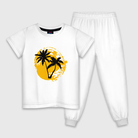 Детская пижама хлопок с принтом Лето близко! , 100% хлопок |  брюки и футболка прямого кроя, без карманов, на брюках мягкая резинка на поясе и по низу штанин
 | близко | жара | лето | море | небо | пальмы