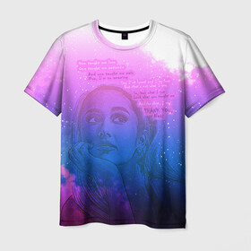 Мужская футболка 3D с принтом Ariana Grande Thank You, Next , 100% полиэфир | прямой крой, круглый вырез горловины, длина до линии бедер | ariana grande | art | lyrics | music | singer | sketch | sky | song | space | thank you | ариана гранде | арт | вселенная | музыка | небо | песня | рисунок | спасибо | стихи | текст