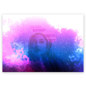 Поздравительная открытка с принтом Ariana Grande Thank You, Next , 100% бумага | плотность бумаги 280 г/м2, матовая, на обратной стороне линовка и место для марки
 | ariana grande | art | lyrics | music | singer | sketch | sky | song | space | thank you | ариана гранде | арт | вселенная | музыка | небо | песня | рисунок | спасибо | стихи | текст