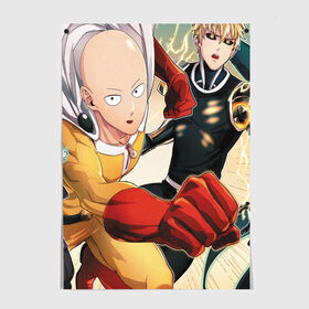 Постер с принтом One Punch Man , 100% бумага
 | бумага, плотность 150 мг. Матовая, но за счет высокого коэффициента гладкости имеет небольшой блеск и дает на свету блики, но в отличии от глянцевой бумаги не покрыта лаком | Тематика изображения на принте: one punch man | saitama | ванпанчмен | герои | люди | персонажи | сайтама