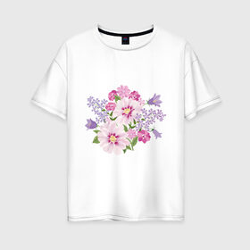 Женская футболка хлопок Oversize с принтом Полевые цветы , 100% хлопок | свободный крой, круглый ворот, спущенный рукав, длина до линии бедер
 | арт | лето | полевые | цветы