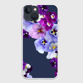 Чехол для iPhone 13 с принтом Анютки ,  |  | Тематика изображения на принте: flowers | анютиныглазки | анютки | бабочки | букет | бутоны | глазки | девушке | женщинам | лепестки | летний | лето | листья | любимая | любовь | март | многоцветов | нежный | природа | растения | сад