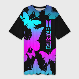 Платье-футболка 3D с принтом BTS ,  |  | bangtan | bighit | boy | fake love | j hope | jimin | jin | jungkook | korea | kpop | live | luv | mic drop | rm | suga | v | with | бтс | кей | поп