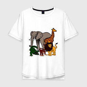 Мужская футболка хлопок Oversize с принтом Африка , 100% хлопок | свободный крой, круглый ворот, “спинка” длиннее передней части | африка | детские | животные | жираф | звери | зоопарк | картинки | крокодил | лев | мультфильмы | обезьяна | прикольные | природа | слон