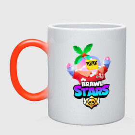 Кружка хамелеон с принтом BRAWL STARS TROPICAL SPROUT. , керамика | меняет цвет при нагревании, емкость 330 мл | Тематика изображения на принте: brawl stars | crow | gale | leon | leon shark | max | mr.p | sally leon | shark | sprout | tara | tropical sprout | virus 8 bit | werewolf leon | акула | берли | бравл старс | ворон | макс | оборотень