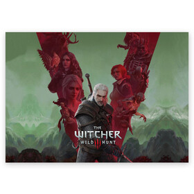 Поздравительная открытка с принтом The Witcher 5-летие , 100% бумага | плотность бумаги 280 г/м2, матовая, на обратной стороне линовка и место для марки
 | blood and wine | cd project red | games | geralt | hearts of stone | the witcher | wild hunt | ведьмак | геральт | дикая охота | игры | йеннифер | каменные сердца | кровь и вино | трисс | цири