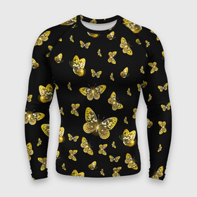 Мужской рашгард 3D с принтом Golden Butterfly pattern ,  |  | black | pattern | summer | wings | ангел | бабочка | бабочки | блестки | блестящий | девушке | желтые | животные | звери | золото | золотые | крылья | летать | летний | лето | мотылек | насекомое | ночные | паттерн