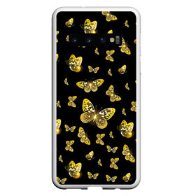 Чехол для Samsung Galaxy S10 с принтом Golden Butterfly pattern , Силикон | Область печати: задняя сторона чехла, без боковых панелей | Тематика изображения на принте: black | pattern | summer | wings | ангел | бабочка | бабочки | блестки | блестящий | девушке | желтые | животные | звери | золото | золотые | крылья | летать | летний | лето | мотылек | насекомое | ночные | паттерн