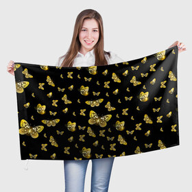 Флаг 3D с принтом Golden Butterfly pattern , 100% полиэстер | плотность ткани — 95 г/м2, размер — 67 х 109 см. Принт наносится с одной стороны | black | pattern | summer | wings | ангел | бабочка | бабочки | блестки | блестящий | девушке | желтые | животные | звери | золото | золотые | крылья | летать | летний | лето | мотылек | насекомое | ночные | паттерн