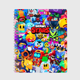 Тетрадь с принтом Brawl Stars Все новые бравлы , 100% бумага | 48 листов, плотность листов — 60 г/м2, плотность картонной обложки — 250 г/м2. Листы скреплены сбоку удобной пружинной спиралью. Уголки страниц и обложки скругленные. Цвет линий — светло-серый
 | 8 bit | brawl | crow | leon | max | mecha | nani | rogue | sally | spike | sprout | stars | werewolf | wolf | бравл | волк | ворон | леон | макс | мортис | нани | оборотень | ребенку | робот | салли | спраут | старс | школьный