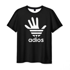 Мужская футболка 3D с принтом Adios , 100% полиэфир | прямой крой, круглый вырез горловины, длина до линии бедер | adidas | adios | адидас | адьос | бренд | ладонь | мем | отпечаток | рука