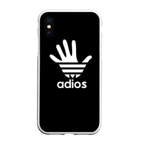 Чехол для iPhone XS Max матовый Adios: , Силикон | Область печати: задняя сторона чехла, без боковых панелей | Тематика изображения на принте: adidas | adios | адидас | адьос | бренд | ладонь | мем | отпечаток | рука
