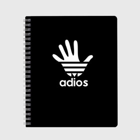 Тетрадь с принтом Adios , 100% бумага | 48 листов, плотность листов — 60 г/м2, плотность картонной обложки — 250 г/м2. Листы скреплены сбоку удобной пружинной спиралью. Уголки страниц и обложки скругленные. Цвет линий — светло-серый
 | adidas | adios | адидас | адьос | бренд | ладонь | мем | отпечаток | рука