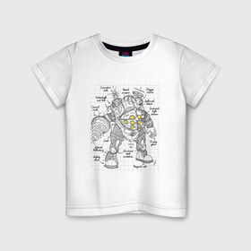 Детская футболка хлопок с принтом Big Daddy Sketch , 100% хлопок | круглый вырез горловины, полуприлегающий силуэт, длина до линии бедер | bioshock | horror | биошок | большой папа | большой папочка | рисунок | скетч | хоррор