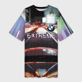 Платье-футболка 3D с принтом BMW Extreme ,  |  | bmw | city | extreme | germany | highway | night | prestige | speed | track | turn | бмв | германия | город | ночь | престиж | скорость | трасса | шоссе | экстрим