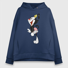 Женское худи Oversize хлопок с принтом Дот Уорнер Animaniacs , френч-терри — 70% хлопок, 30% полиэстер. Мягкий теплый начес внутри —100% хлопок | боковые карманы, эластичные манжеты и нижняя кромка, капюшон на магнитной кнопке | animaniacs | dot warner | vdpartat | дот уорнер | озорные анимашки