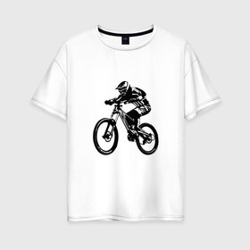 Женская футболка хлопок Oversize с принтом Велоспорт (Z) , 100% хлопок | свободный крой, круглый ворот, спущенный рукав, длина до линии бедер
 | bicycle | bicyclist | bike | biker | bmx | cycle | rider | байкер | бмх | вело | велогонщик | велосепедист | велосипед | велоспорт | гонщик