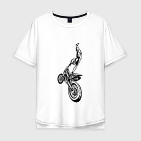 Мужская футболка хлопок Oversize с принтом Мотоспорт (Z) , 100% хлопок | свободный крой, круглый ворот, “спинка” длиннее передней части | enduro | ktm | moto | motocycle | sportmotorcycle | ктм | мото | мотокросс | мотоспорт