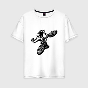 Женская футболка хлопок Oversize с принтом Велоспорт (Z) , 100% хлопок | свободный крой, круглый ворот, спущенный рукав, длина до линии бедер
 | bicycle | bicyclist | bike | biker | bmx | cycle | rider | байкер | бмх | вело | велогонщик | велосепедист | велосипед | гонщик