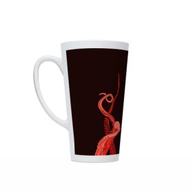 Кружка Латте с принтом Red Octopus , Белая керамика | Объем 480 мл; Высота 150 мм; Диаметр 90 мм | 