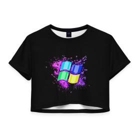 Женская футболка Crop-top 3D с принтом Windows ART , 100% полиэстер | круглая горловина, длина футболки до линии талии, рукава с отворотами | art | microsoft | pc | windows | windows 10 | виндовс | виндоус | шиндовс