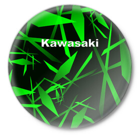 Значок с принтом Kawasaki ,  металл | круглая форма, металлическая застежка в виде булавки | kawasaki | moto | дорога | кавасаки | машина | мотокросс | мотоцикл | мотоциклы