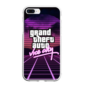 Чехол для iPhone 7Plus/8 Plus матовый с принтом GTA VICE CITY , Силикон | Область печати: задняя сторона чехла, без боковых панелей | grand theft auto | grove street | grove street 4 life | gta | gta 4 | gta 5 | gta sa | gta v | gta vice city | neon | samp | san andreas | vice city | грув стрит | игры | неон | самп | сан андреас