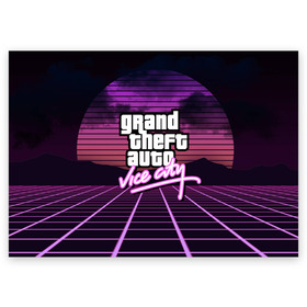 Поздравительная открытка с принтом GTA VICE CITY , 100% бумага | плотность бумаги 280 г/м2, матовая, на обратной стороне линовка и место для марки
 | grand theft auto | grove street | grove street 4 life | gta | gta 4 | gta 5 | gta sa | gta v | gta vice city | neon | samp | san andreas | vice city | грув стрит | игры | неон | самп | сан андреас