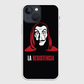 Чехол для iPhone 13 mini с принтом БУМАЖНЫЙ ДОМ   LA CASA DE PAPEL ,  |  | Тематика изображения на принте: la casa de papel | netflix | банда | бумажный дом | дф сфыф ву зфзуд | испанский | криминал | ла каса де папель | мафия | надпись | профессор | сопротивление