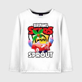 Детский лонгслив хлопок с принтом BRAWL STARS SPROUT , 100% хлопок | круглый вырез горловины, полуприлегающий силуэт, длина до линии бедер | bibi | brawl stars | coach mike | crow | gale | leon | leon shark | max | mecha crow | mortis | mr.p | nani | phoenix | sally leon | sandy | spike | sprout | tara | virus 8 bit | werewolf | ворон | оборотень