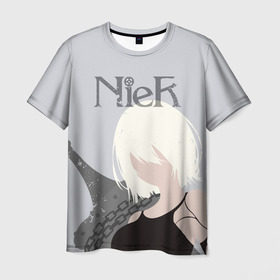 Мужская футболка 3D с принтом Nier , 100% полиэфир | прямой крой, круглый вырез горловины, длина до линии бедер | 2b | 2b nier automata | a2 | nier | nier automata | nier: automata | ниер | ниер автомата | ниир автомата | ньер автомата