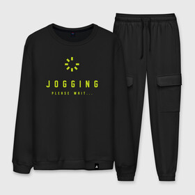 Мужской костюм хлопок с принтом Jogging , 100% хлопок | на свитшоте круглая горловина, мягкая резинка по низу. Брюки заужены к низу, на них два вида карманов: два “обычных” по бокам и два объемных, с клапанами, расположенные ниже линии бедра. Брюки с мягкой трикотажной резинкой на поясе и по низу штанин. В поясе для дополнительного комфорта — широкие завязки | Тематика изображения на принте: 