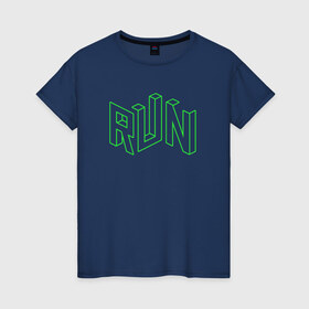 Женская футболка хлопок с принтом Run , 100% хлопок | прямой крой, круглый вырез горловины, длина до линии бедер, слегка спущенное плечо | russiarunning | бег | раша ранинг | спорт