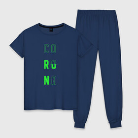 Женская пижама хлопок с принтом Corona Run , 100% хлопок | брюки и футболка прямого кроя, без карманов, на брюках мягкая резинка на поясе и по низу штанин | russiarunning | бег | раша ранинг | спорт