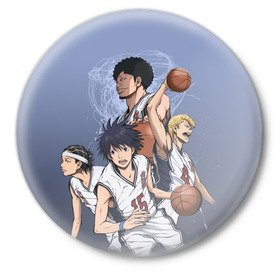 Значок с принтом команда мечты ,  металл | круглая форма, металлическая застежка в виде булавки | ahiru no sora | аниме | баскетбол | манга | спорт