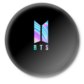 Значок с принтом BTS ,  металл | круглая форма, металлическая застежка в виде булавки | bts | k pop | бтс | джимин | корецы | музыка | неон | семерка