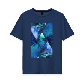 Женская футболка хлопок Oversize с принтом Синие дебри , 100% хлопок | свободный крой, круглый ворот, спущенный рукав, длина до линии бедер
 | авторская фотография | красочно | макро | природа | растения | синий | фотография