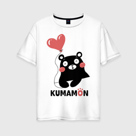 Женская футболка хлопок Oversize с принтом Kumamon , 100% хлопок | свободный крой, круглый ворот, спущенный рукав, длина до линии бедер
 | fire | for | glory | hell | japan | kumamon | of course | ofc | satan | the | иероглифы | кумамон | медведь | огонь | пожар | сатана | япония