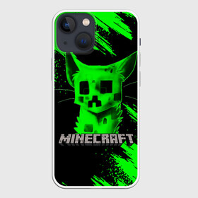 Чехол для iPhone 13 mini с принтом MINECRAFT CREEPER CAT ,  |  | creeper | game | minecraft | блоки | игра | квадраты | компьютерная | кот | котенок | кошка | крипер | майнкрафт | огонь