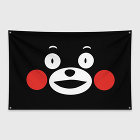 Флаг-баннер с принтом Kumamon , 100% полиэстер | размер 67 х 109 см, плотность ткани — 95 г/м2; по краям флага есть четыре люверса для крепления | fire | for | glory | hell | japan | kumamon | of course | ofc | satan | the | иероглифы | кумамон | медведь | огонь | пожар | сатана | япония